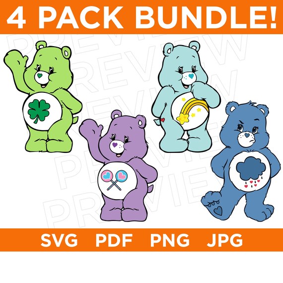 Care Bears SVG PNG, Colorful Bears Bundle - Instant Download