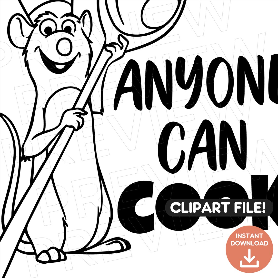 Anyone Can Cook Svg Remy Mouse Ratatouille SVG Disneyland Ears Etsy