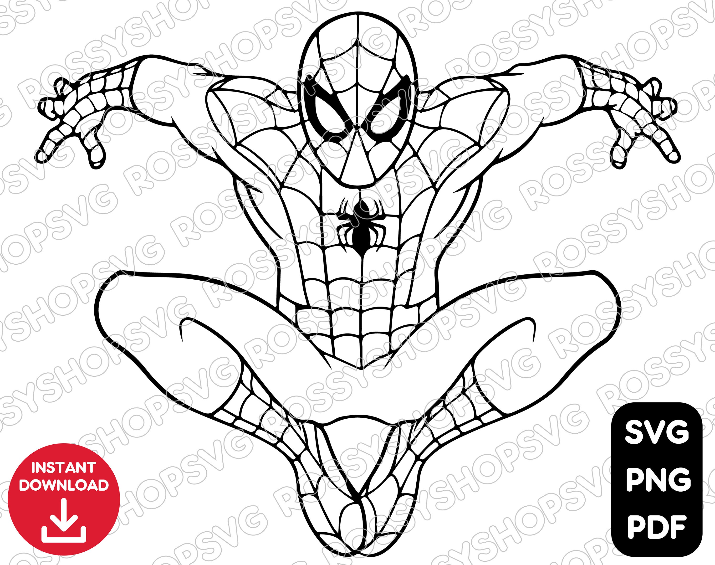 Spiderman Clipart Black And White