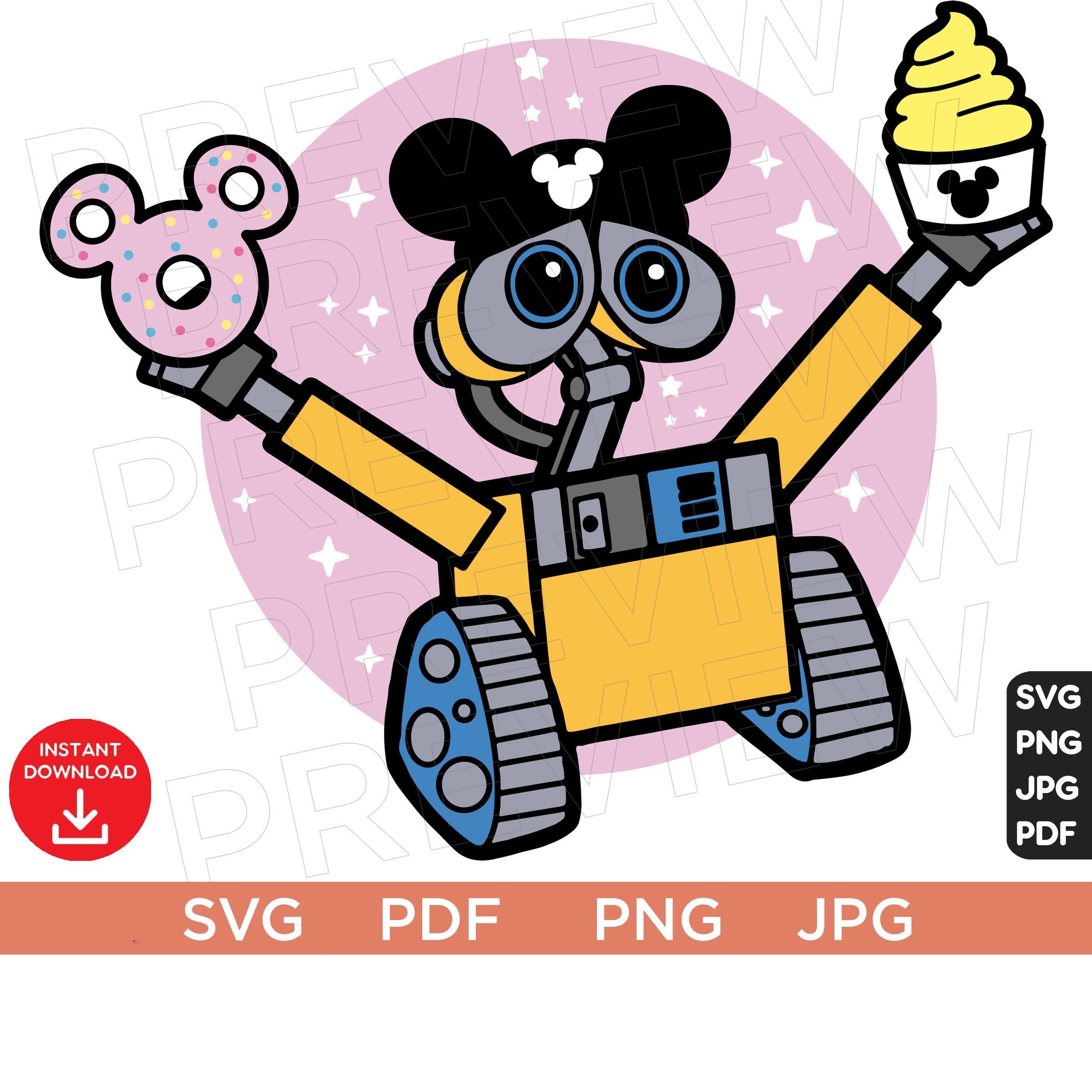 Walle Snacks Vector SVG WALLE Svg Disneyland Ears SVG Etsy Canada