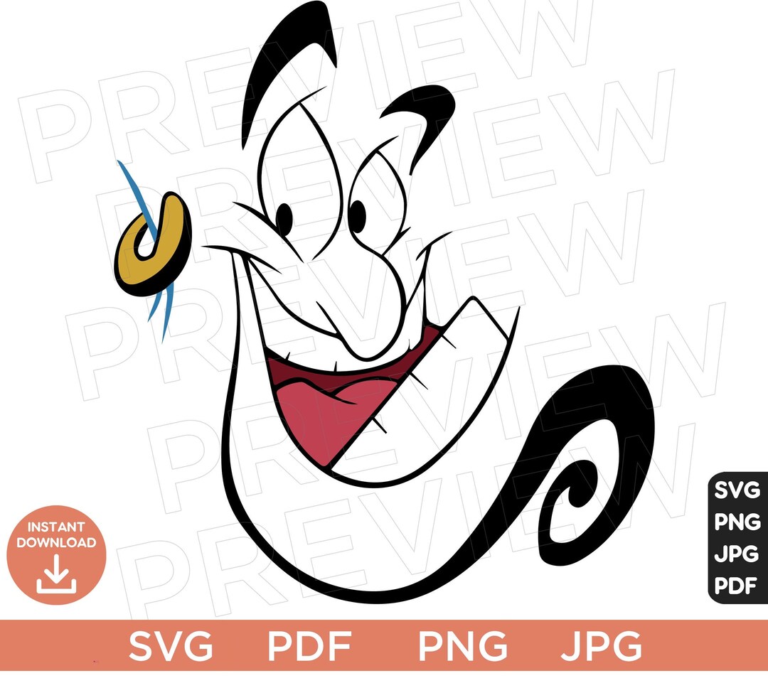 Genie Face SVG Aladdin Png Clipart Disneyland Ears Svg - Etsy