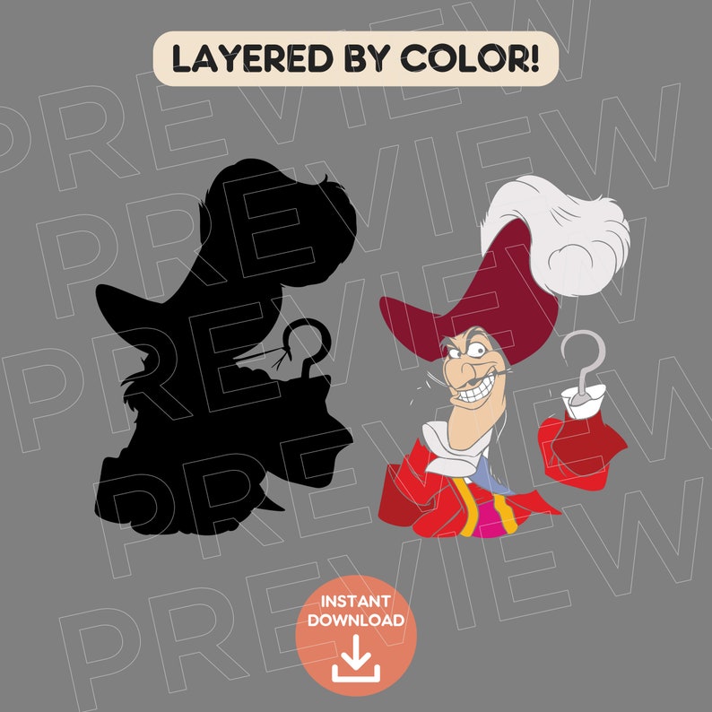 Captain Hook SVG Peter Pan SVG Disneyland Ears Clipart SVG - Etsy