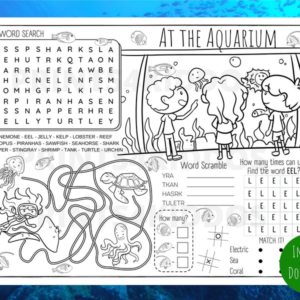 Aquarium, Toronto, Arbeitsblatt zum Ausmalen, Ausmalen für Kinder, personalisiert, PDF, Sofort-Download zum Ausmalen