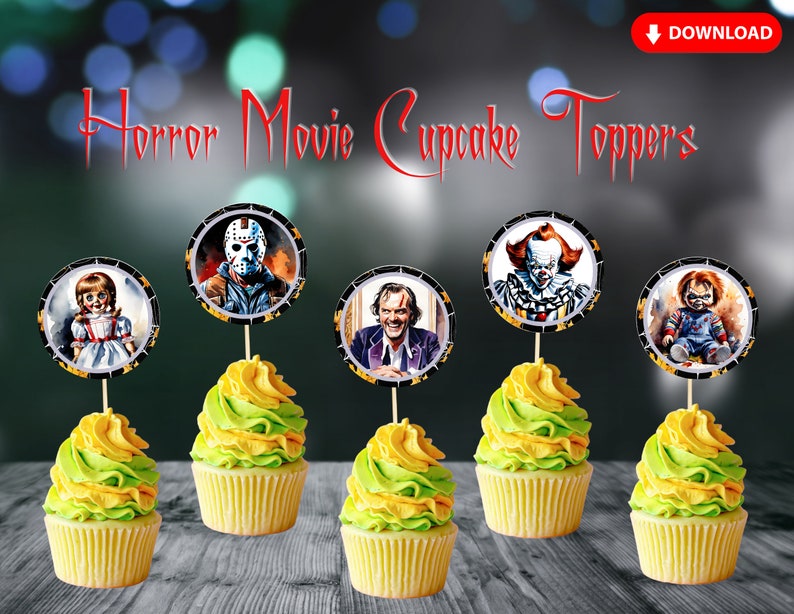Horror Movie Cupcake Toppers, Halloween Movie, Halloween Party, Favors ...