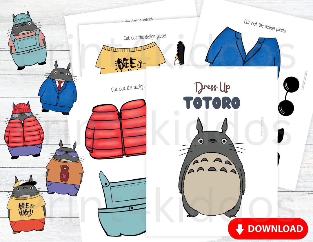 Totoro, Dress up Totoro, Cut and Paste, Cutting Skills, Family Fun ...
