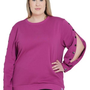 Plus Size Langarm-Diaplikations-Shirts für Frauen mit einfachem Zugang zum Armport - das beste Geschenk für Diawäsche-Patientinnen Mauve Meadow