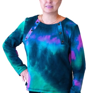 Tie Dye Chemo Shirt: Long Sleeve Port Access Top