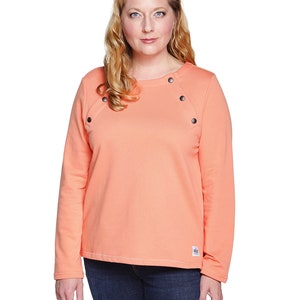 Langärmeliges Chemo-Shirt für Frauen, Brustport-Zugriff. Perfektes Chemo-Patient Geschenk Sunkist Coral