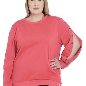 Plus Size Long Sleeve Dialysis Shirts for Women with Easy Arm Port Access - Best Gift for Dialysis Patients Peach