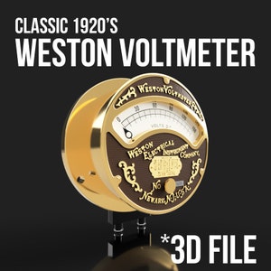 Vintage Voltmeter - Steampunk, Halloween, Frankenstein, Weston Voltmeter Replik zum 3D Druck - DIGITALDATEI