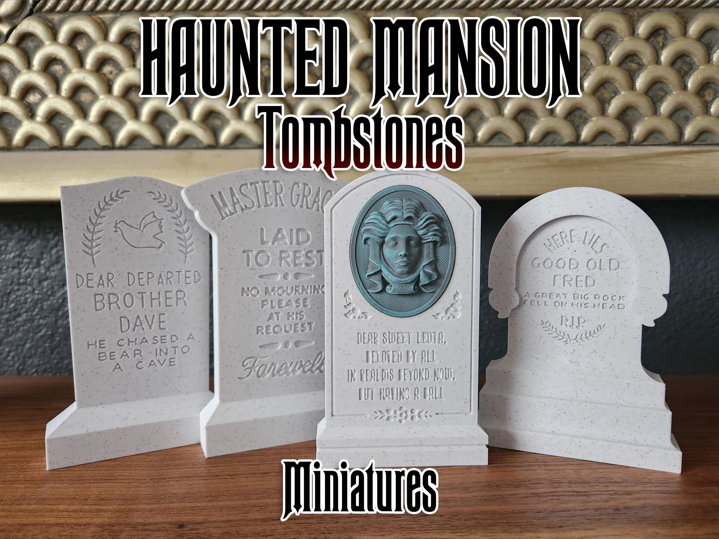 Haunted Mansion Tombstones - 3d Printed Miniatures 4-pack Set - Etsy