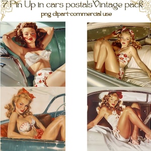 7 Pin Up beauty postals/ CLIPART/DIGITAL DOWNLOAD