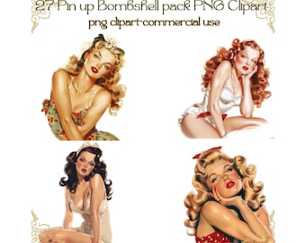 27 Bombshell pin up girls /CLIPART/DIGITAL DOWNLOAD