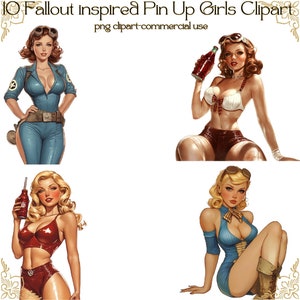 10 Fallout Inspired Pin ups Pack /CLIPART/DIGITAL DOWNLOAD
