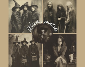 11 Old Vintage Witches Postcard cards Pack /DIGITAL DOWNLOAD/Decoupage/Photography