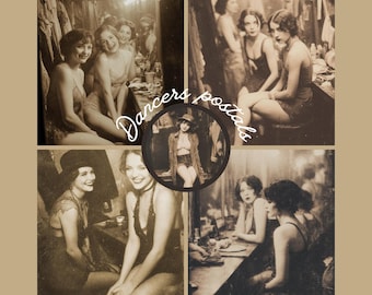 18 Old Vintage Burlesque Dancers Postcard cards Pack /DIGITAL DOWNLOAD/Decoupage/Photography