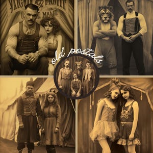 14 Vintage  Freak Circus Postal cards Pack /DIGITAL DOWNLOAD/Decoupage/Photography