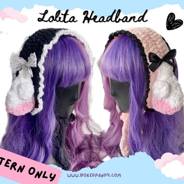 Crochet pattern crochet Lolita headband with chobits ears Chii cosplay inspired maid cosplay kawaii crochet pattern advanced beginner