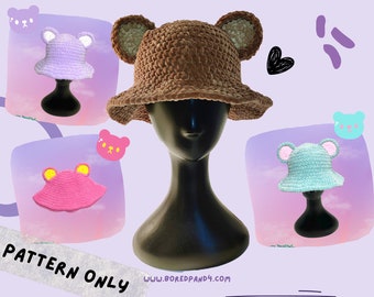 Crochet pattern Crochet bear bucket hat chunky yarn fluffy cute gift kawaii crochet pattern beginner friendly