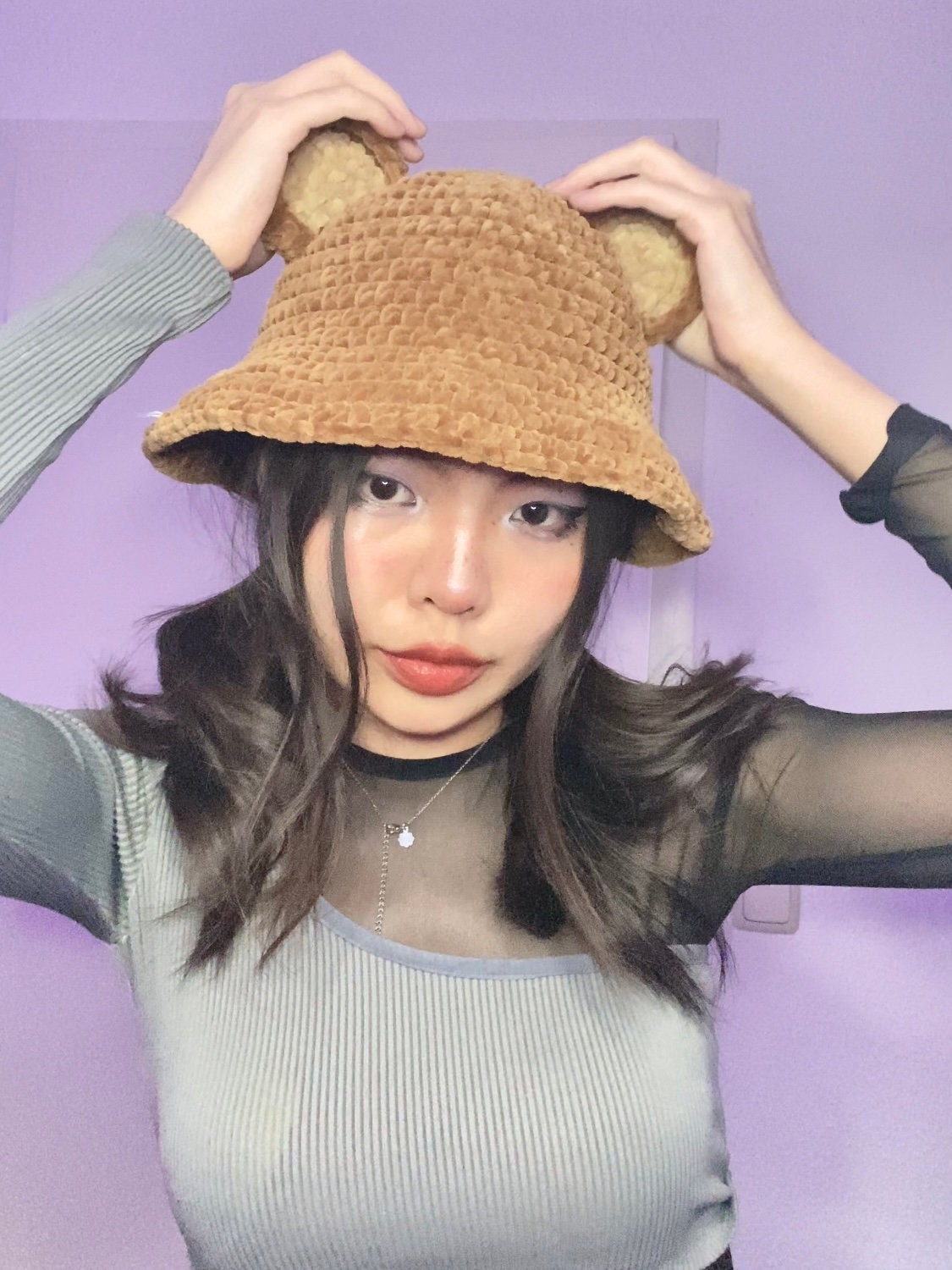 Crochet Pattern Crochet Bear Bucket Hat Chunky Yarn Fluffy Etsy