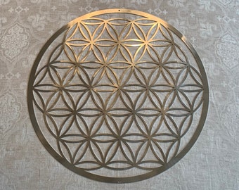 Flower of Life - Flower of Life, stainless steel, metal wall decor Ø57cm