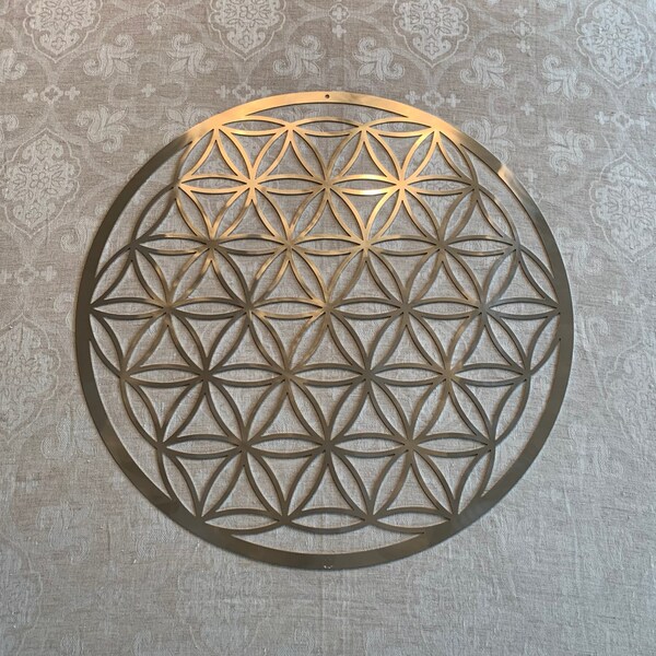 Flower of Life - Flower of Life, stainless steel, metal wall decor Ø57cm