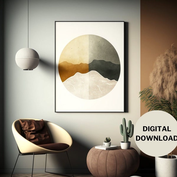 Earth Tone Circular Wall Art, Digital Download, Minimalist Wall Art, Printable Wall Art, Earth Rust Tones, Terracotta, Home/ Office Decor