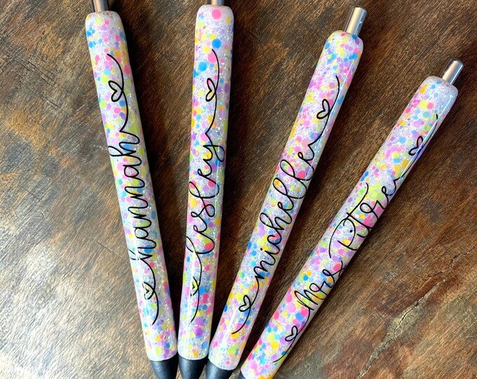 Neon Dot Glitter Pen Epoxy Pen Refillable Pen Gift Etsy