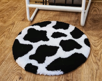Hand-Tufted Cow Print Rug – Farmhouse Chic, Kids Room Decor, Custom Options Available