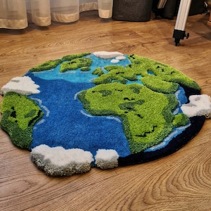Handmade rug, Planets, Multiple Sizes, 3D curved design, Room Aesthetic , Living Room, Bedroom, Kids Room, Funny, Cute carped, Earth