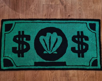 Handmade Dollar Rug - Mr. Krabs Dollar | Fun Cartoon Area Rug | Perfect Kids Room & Office Decor