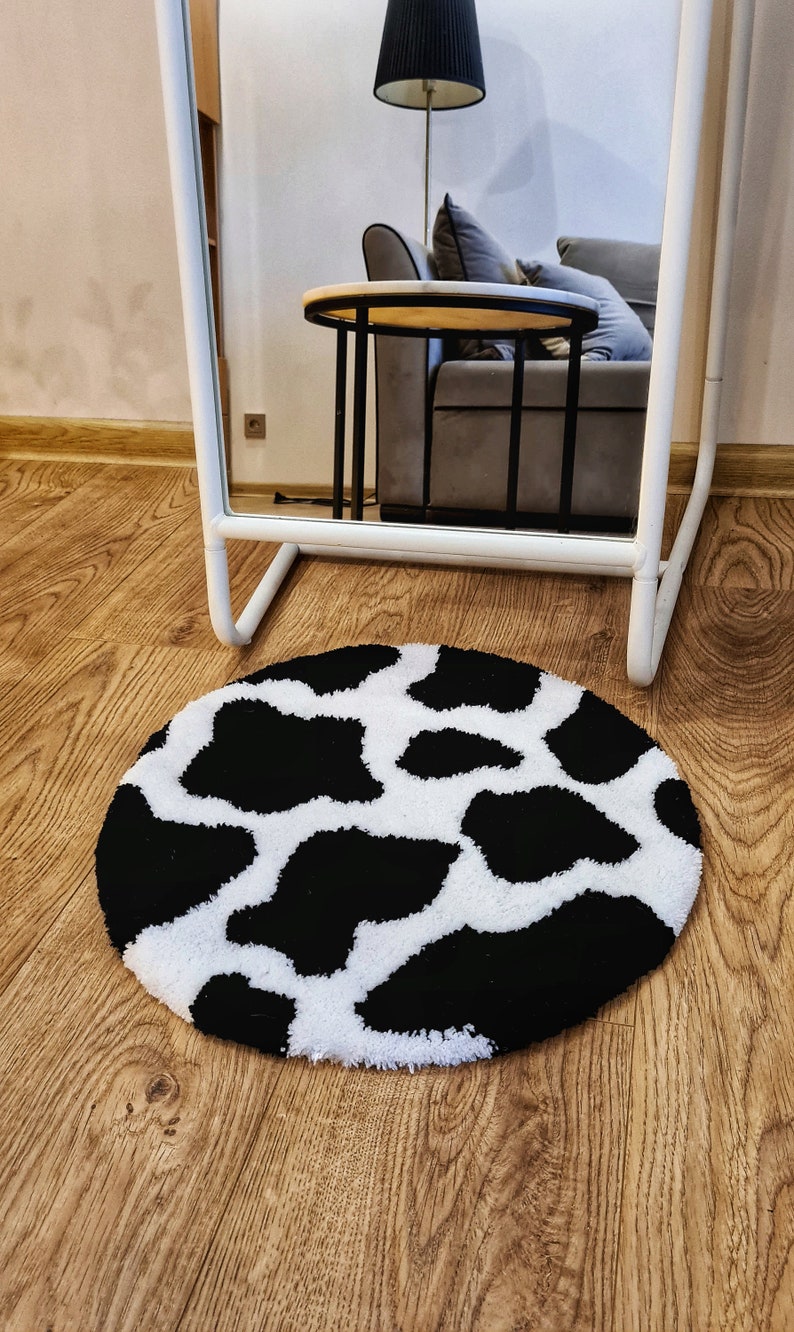 Handmade Tufted Rug Cow Print Multiple Color and Size Home Etsy