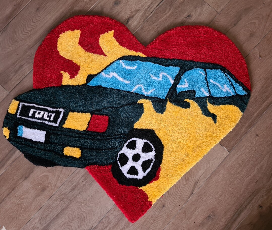 Unique Car Rug Custom Car Rug: Handmade Tufted Wool Blend Rug - Etsy