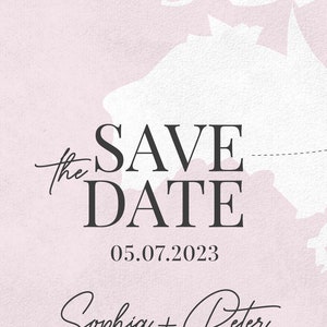 Destination Save the Date Video Invitation, World Map Digital Animated E Wedding Invite, Engagement Announcement, Phone Video Invitation W1 image 5