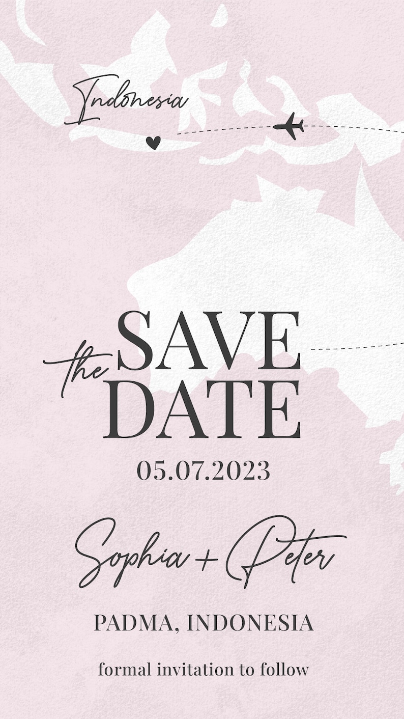 Destination Save the Date Video Invitation, World Map Digital Animated E Wedding Invite, Engagement Announcement, Phone Video Invitation W1 image 5