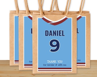 Soccer T-shirt Gift Bag, Jersey Birthday Gift Bag, Uniform Soccer Treat Bag, Party Favor Bag, Futbol Birthday Decoration, Digital Download