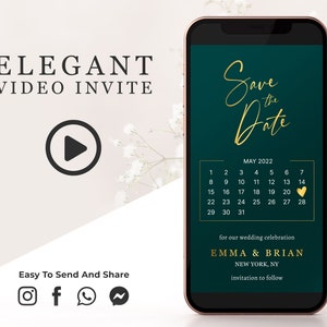 Minimal Save the Date Video Invitation, Digital Custom Animated E Wedding Invites, Personalized Video Invites, Engagement Announcement W1