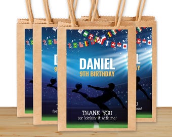 Soccer World Cup Gift bag Template, Soccer Birthday Party Treat Bag, World Flags Stadium Favors, Editable Canva Template, Instant Download