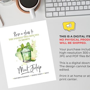 Mint Julep Drink Party Sign, Mint Julep Bar Sign, Kentucky Derby Bar Decoration, Kentucky Derby Traditional Drink Printable Instant Download image 2