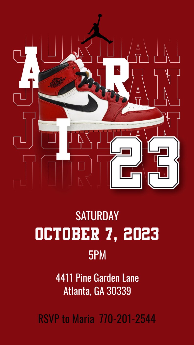 Jordan Theme Birthday Video Invitation Graduation Class of Etsy