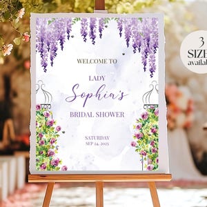 Regency Willkommensschild Vorlage, Lila Glyzinien Brautparty Willkommensschild, Printable Geburtstag Willkommensschild, viktorianisches Zeichen, Sofort Download