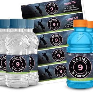 Modèle modifiable d'étiquettes de bouteille d'eau de football, étiquettes Gatorade de football, étiquettes d'anniversaire de football, décoration de fête d'anniversaire de futbol, fichier numérique