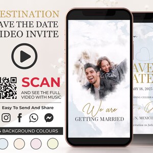 Op de afbeelding: Een blauwe en witte aquarel achtergrond met een gouden vliegtuigontwerp. De tekst "Save the Date" is in gouden letters. De datum "18 februari 2025" is in zwarte letters. De tekst "Huwelijksviering" is in zwarte letters. De namen "[Name] + [Name]" zijn in gouden letters. De tekst "[Location], Mexico" is in zwarte letters. De tekst "Uitnodiging volgt" is in zwarte letters.