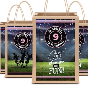 Bolsa de regalo de cumpleaños de fútbol, bolsa de regalo de fútbol, bolsa de golosinas de fútbol, regalos de fiesta de fútbol, decoración de cumpleaños de fútbol, archivo digital