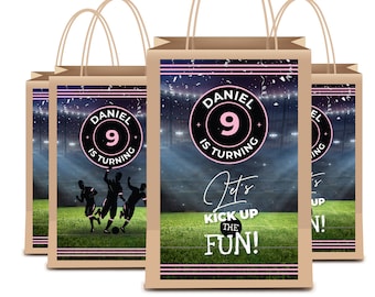 Soccer Birthday Gift bag, Soccer Gift Bag, Football Treat Bag, Soccer Party Favors, Soccer Birthday Decoration, Digital File