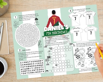 Ronaldo Themed Birthday Activity Page, Portugal Soccer Activity Sheet, Football Party Games, Birthday Games Editable Template, Digital File
