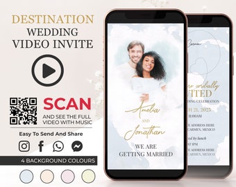 Destination Wedding Video Invitation with Photo, World Map Digital Animated E Wedding Invite, Travel Wedding Video, Phone Invitation W1