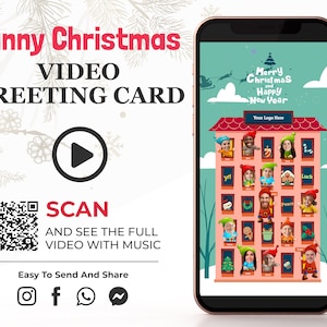 Tarjeta navideña en video para empleados corporativos, tarjeta navideña grupal con foto, calendario de adviento para equipos empresariales, video animado divertido