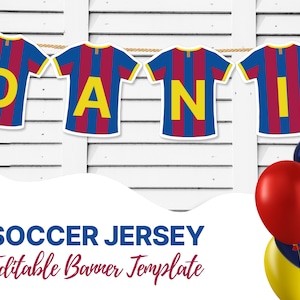 Soccer Jersey Banner Editable Template, Birthday Banner Template, Football Party Decoration Garland, Uniform Bunting, Digital Download B2
