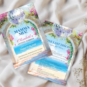 Mamma Mia Invitation Editable Template, Bachelorette Weekend Itinerary Template, Hen Party Disco Ball Invite, Greece Digital Download 2102